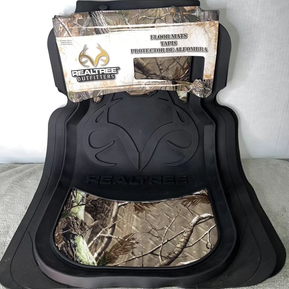 NEW Realtree Car Mats All Black 2 Pc Set